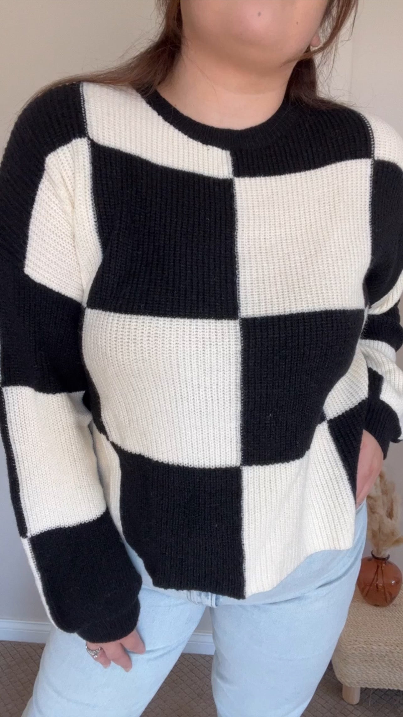 King and Queens Checker Pullover Sweater