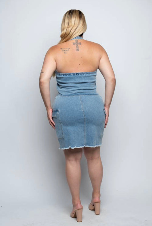 Your New Obsession Denim Halter Top - Curve