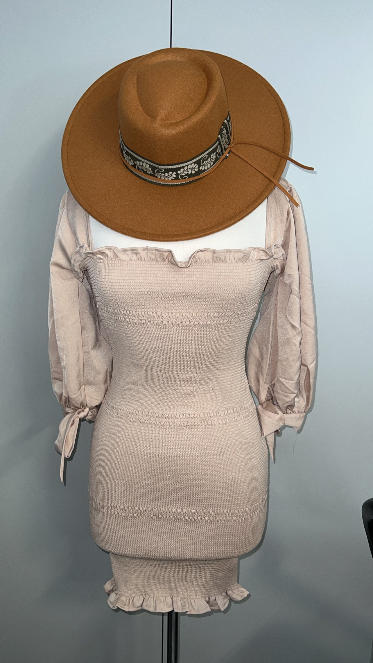 Sarai Smocked Mini Dress - Khaki