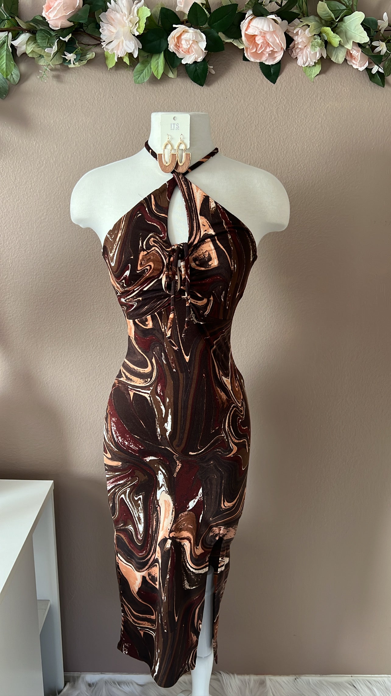 Amanda Midi Slit Dress - French Cocoa